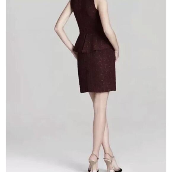 Diane Von Furstenberg DVF 4 authentic Delian Lace Peplum Dress Wine Sleeveless - Picture 3 of 15